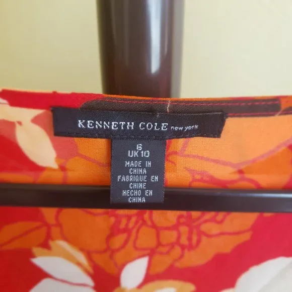 Kenneth Cole New York Red Floral Asymmetrical Dress | Size 6 - Picture 11 of 17